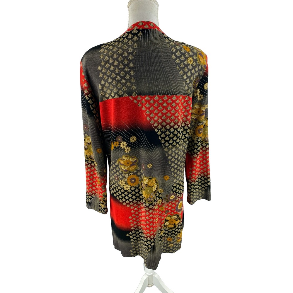 Moonlight Y&S Fashion L Oriental Floral Long Line Jacket Art to Wear Boho Asian - Picture 10 of 11